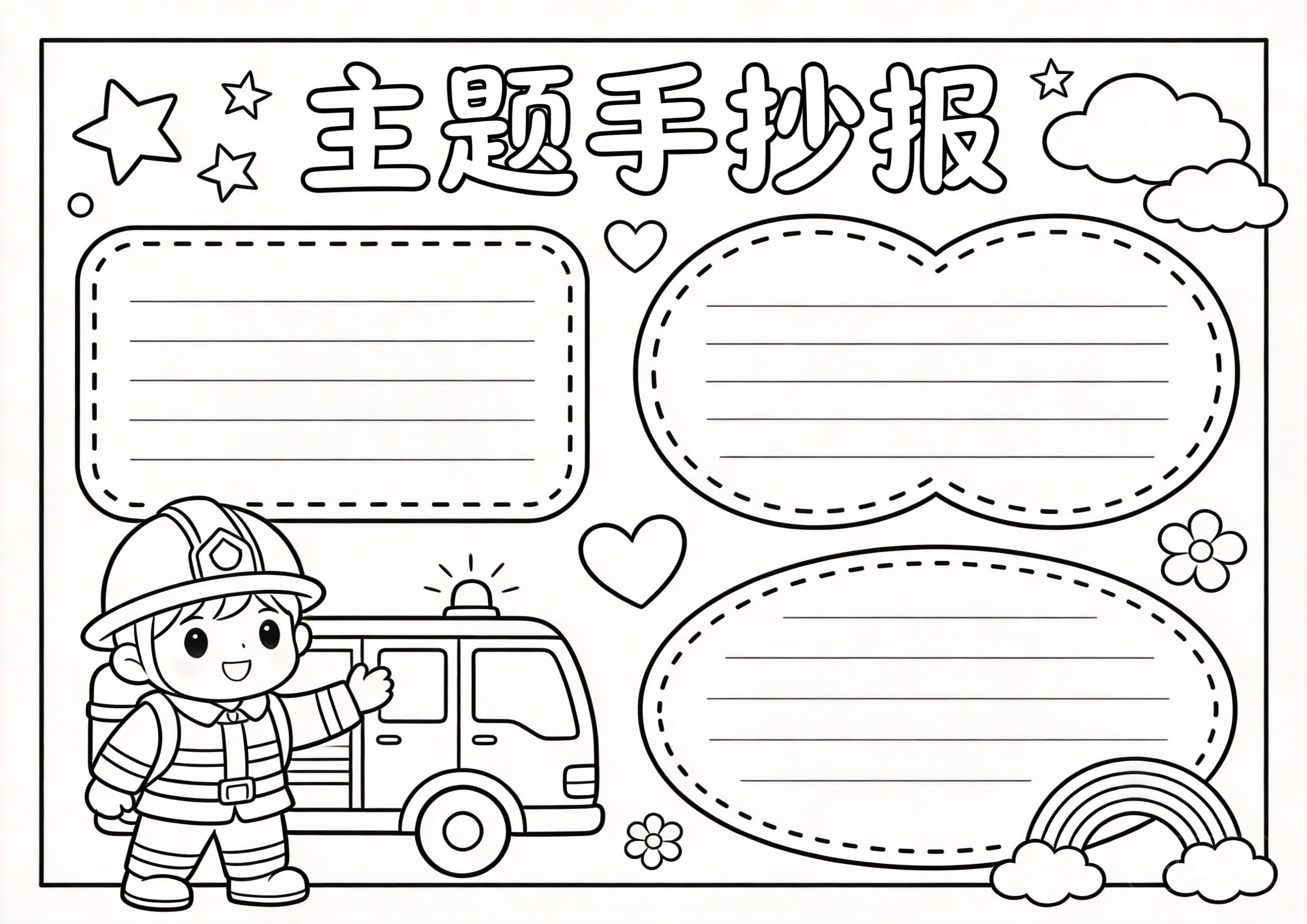 消防日手抄报模板