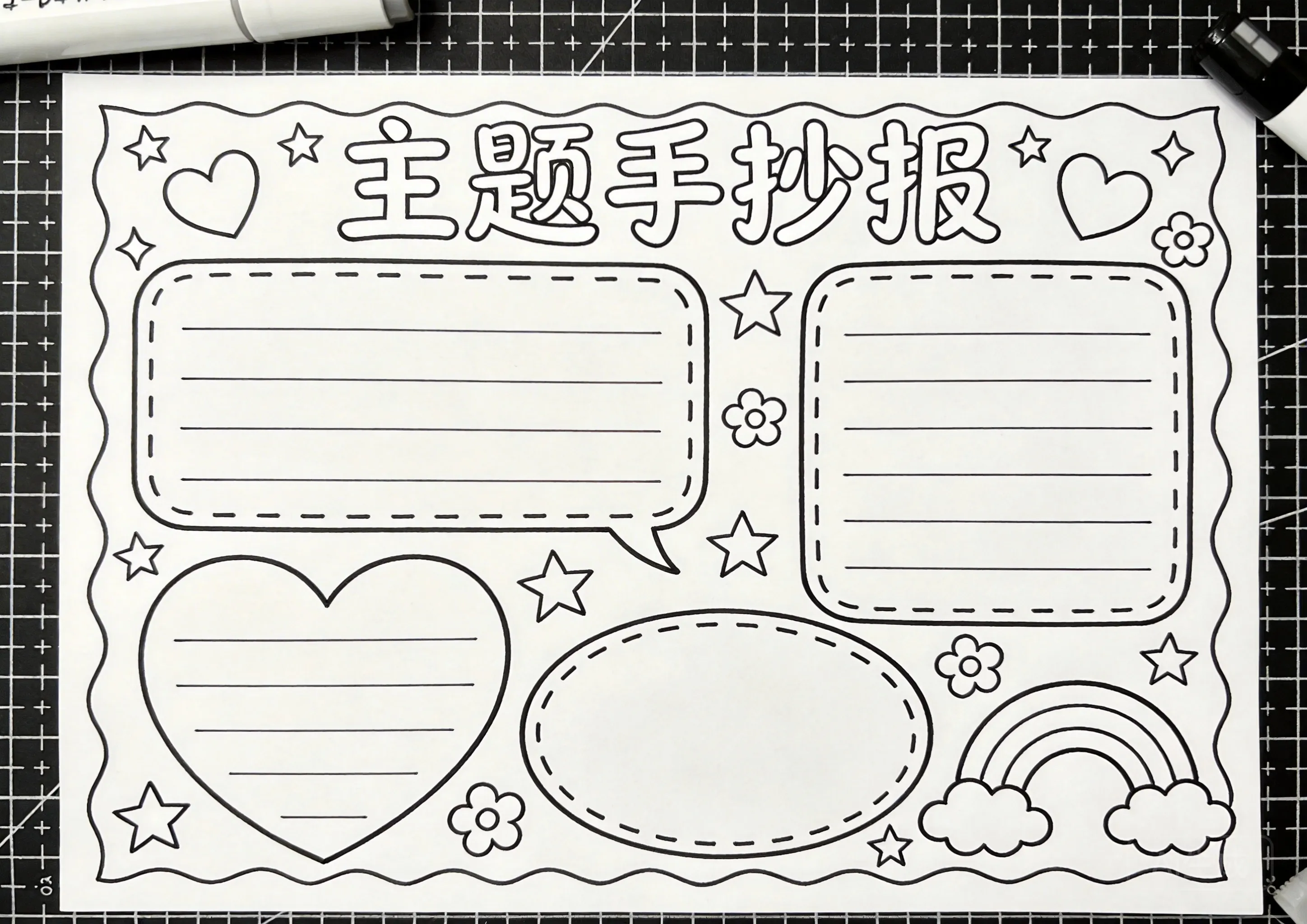 七一建党卡通可爱线稿