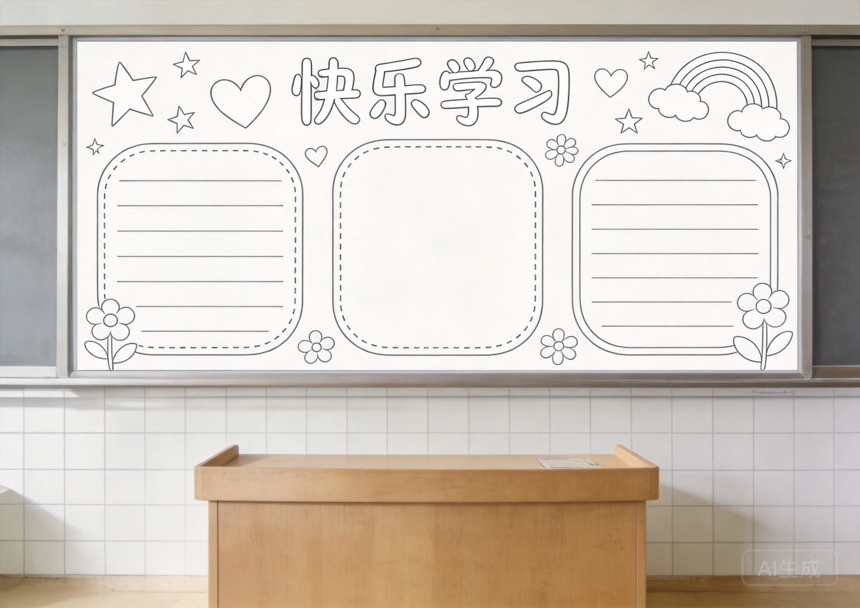 传统纹样简约清新线稿