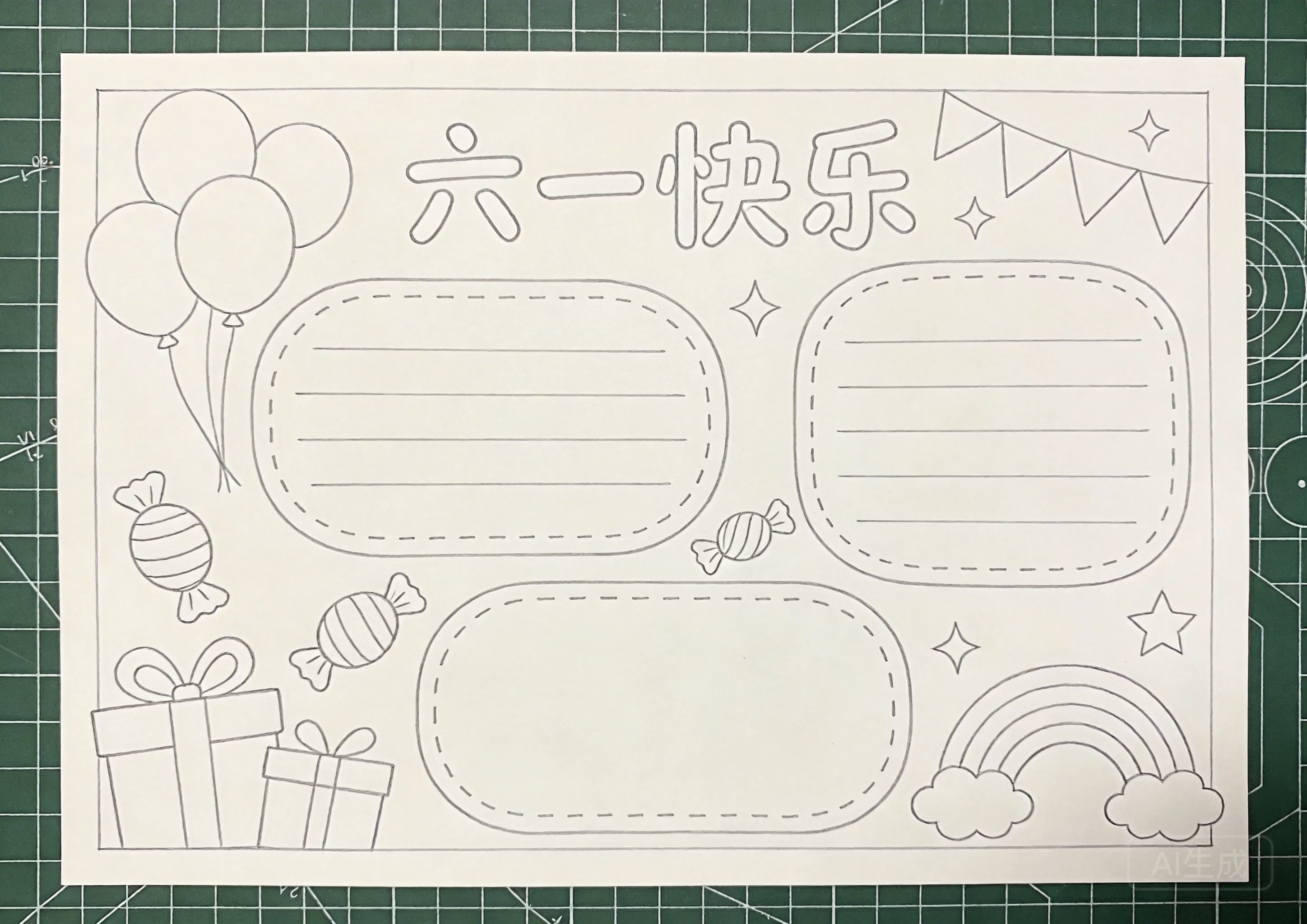 儿童节创意艺术线稿