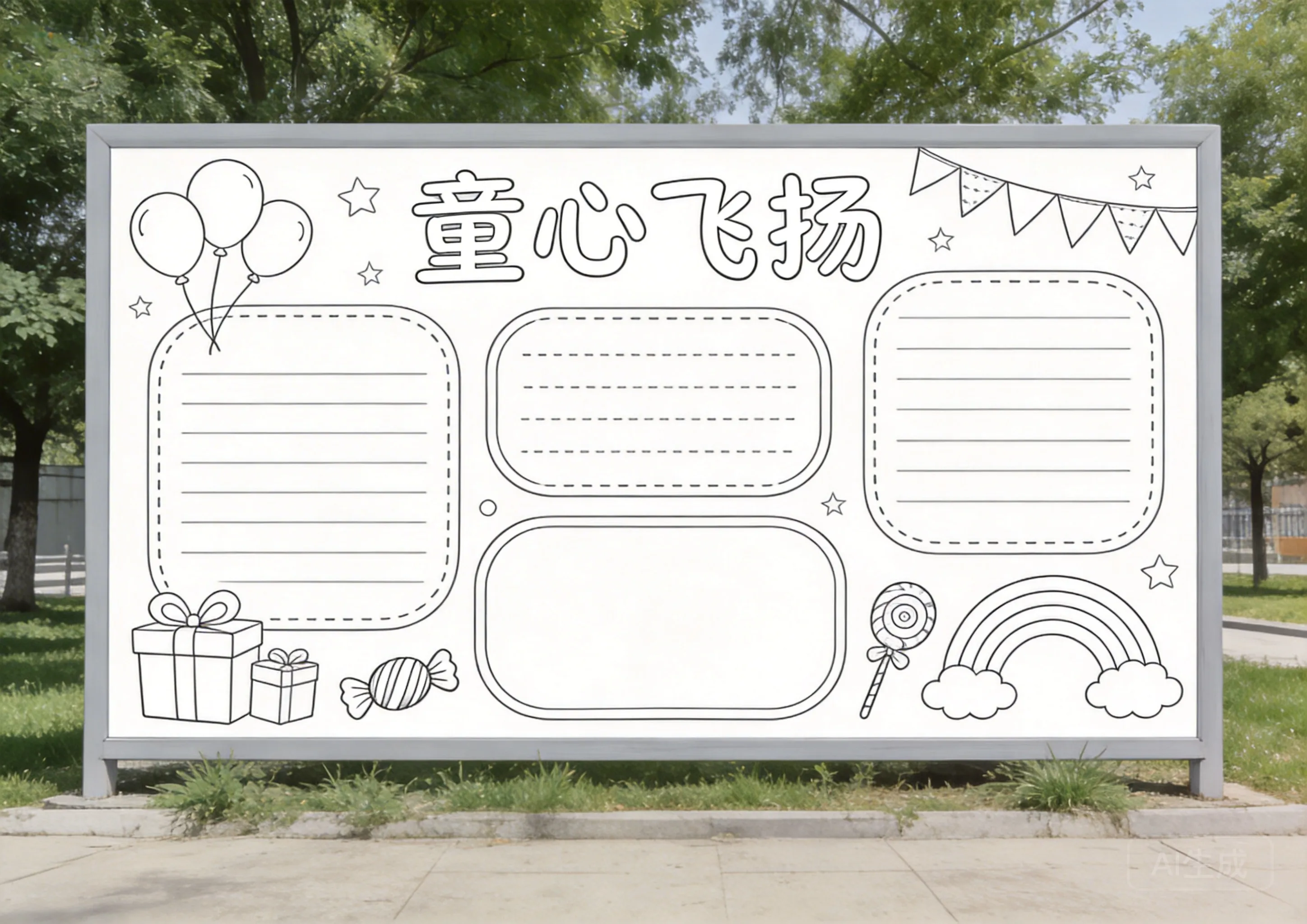 儿童节卡通可爱线稿