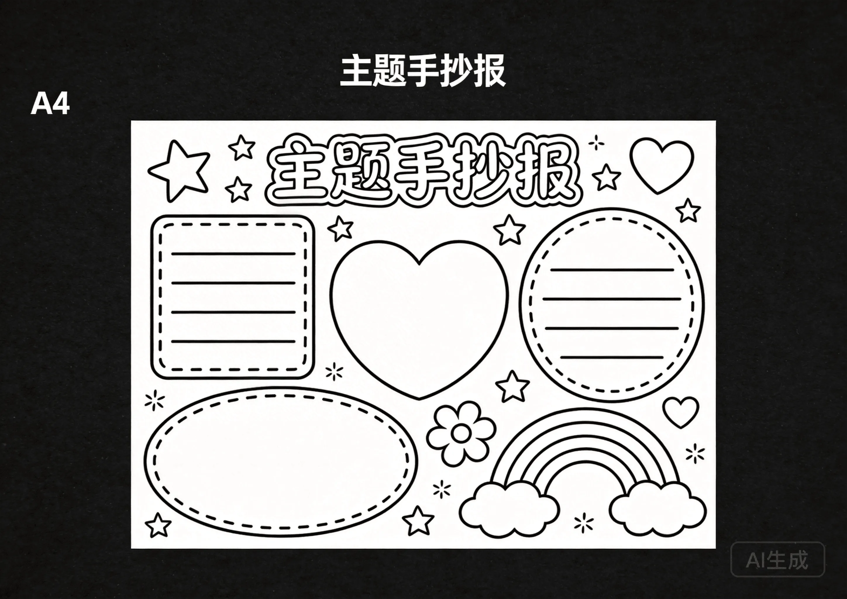 元旦卡通可爱线稿