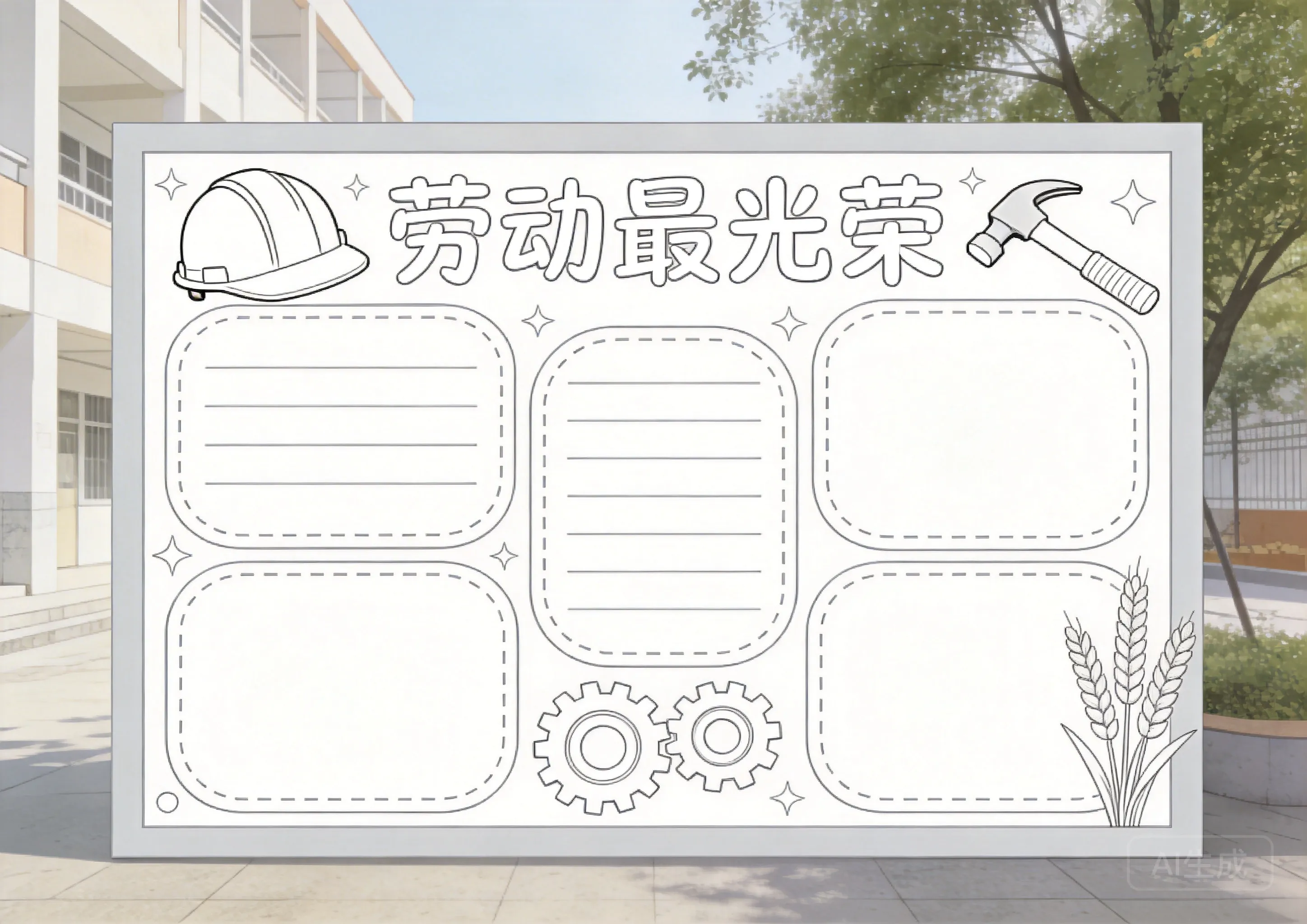 劳动节创意艺术线稿