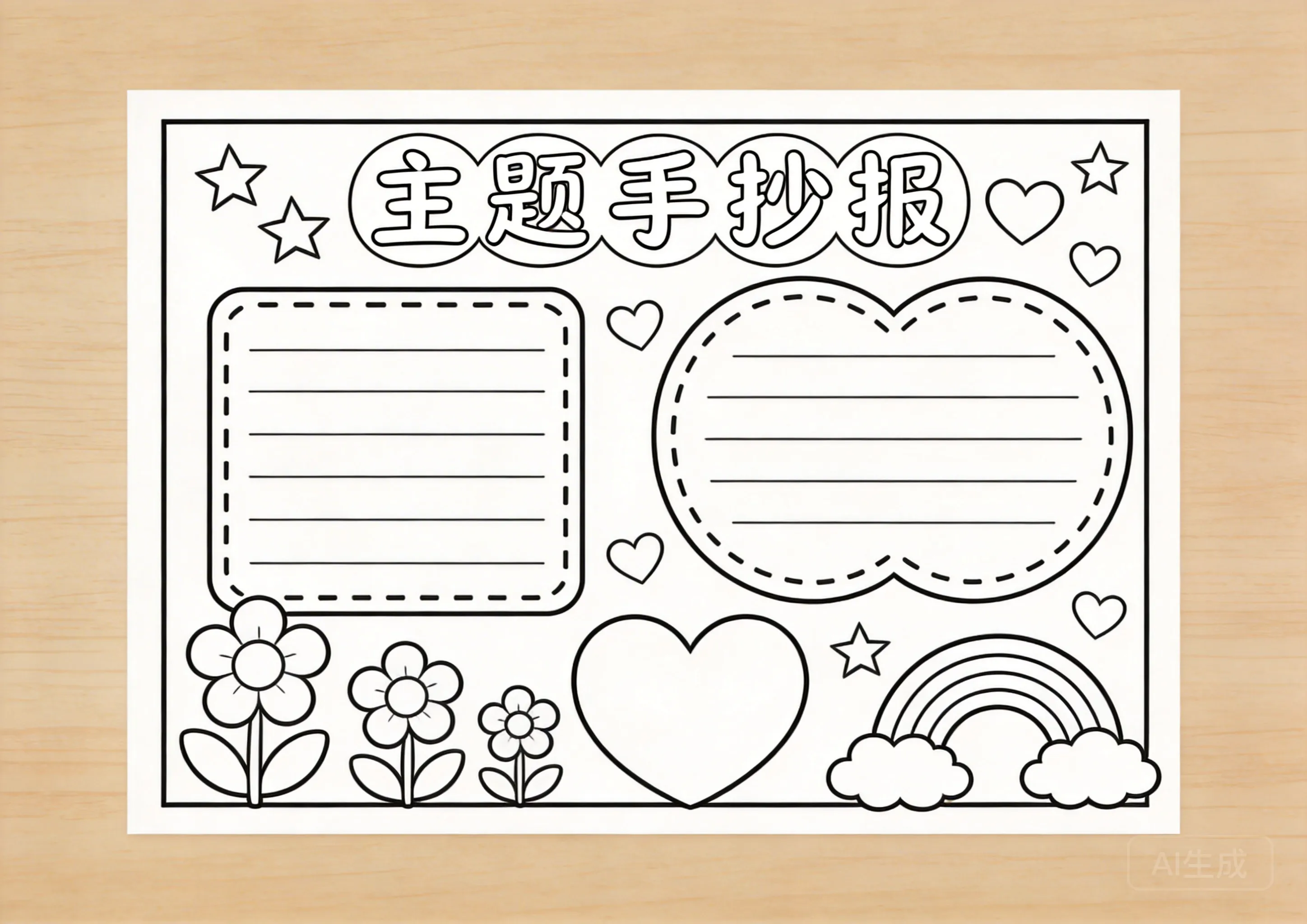 宪法日卡通可爱线稿