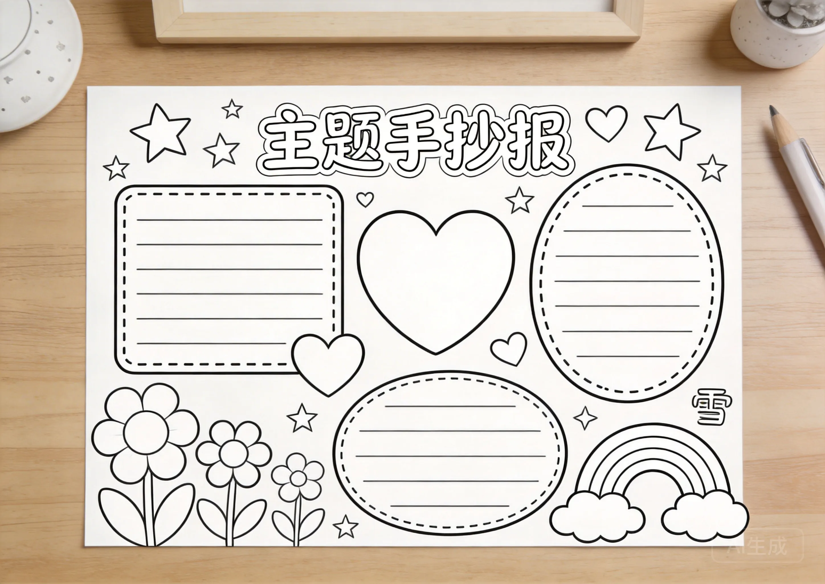 小雪卡通可爱线稿