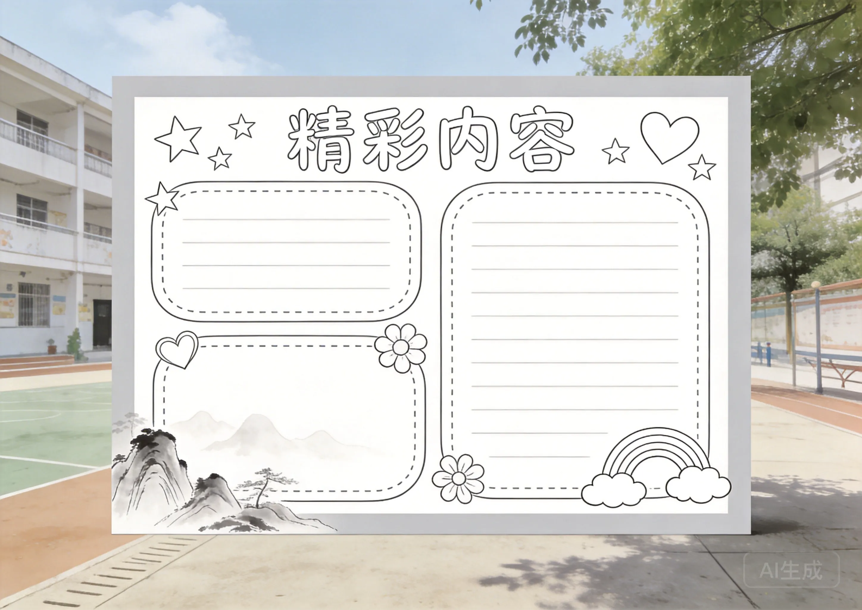 水墨山水创意艺术线稿