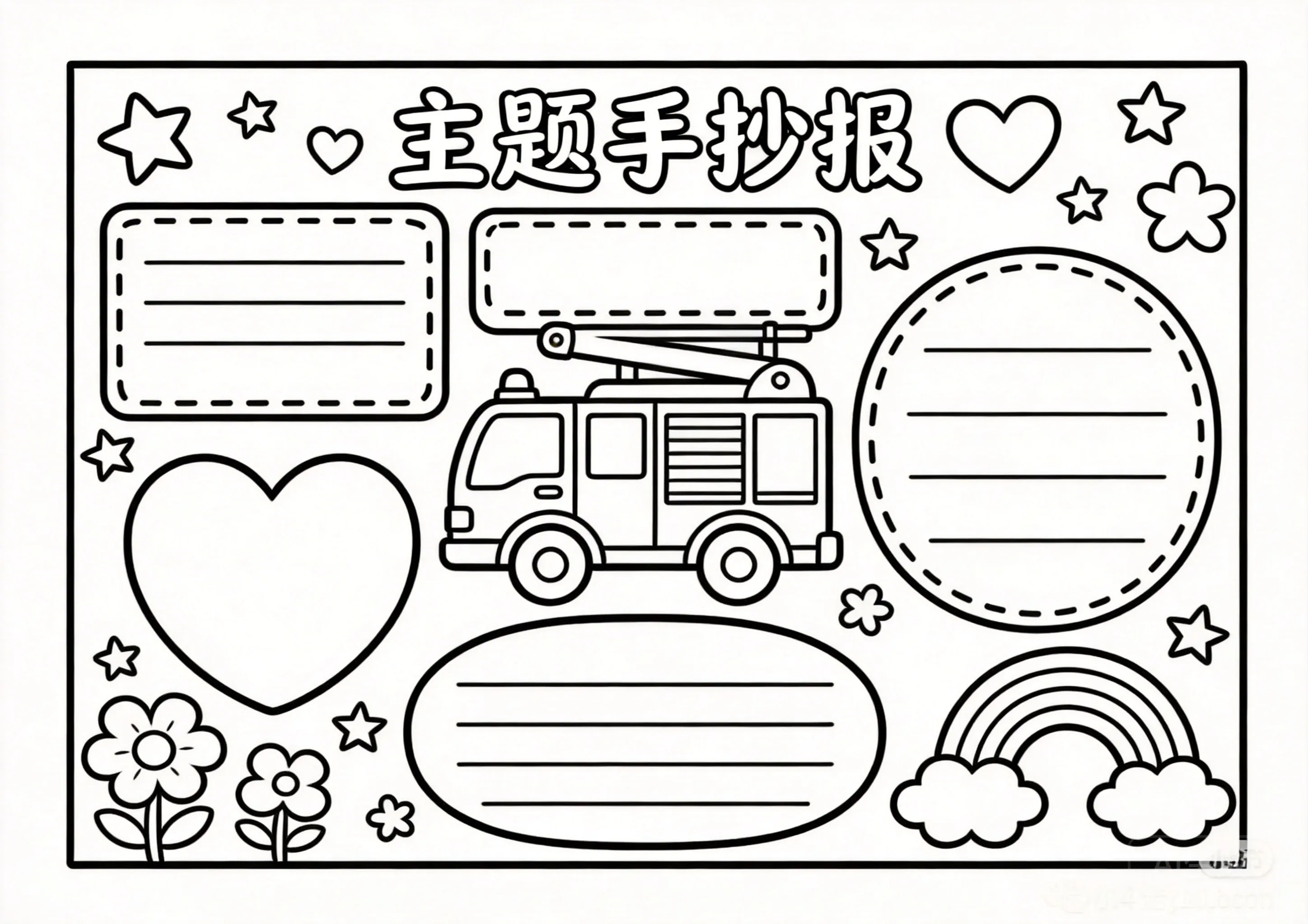 消防安全卡通可爱线稿