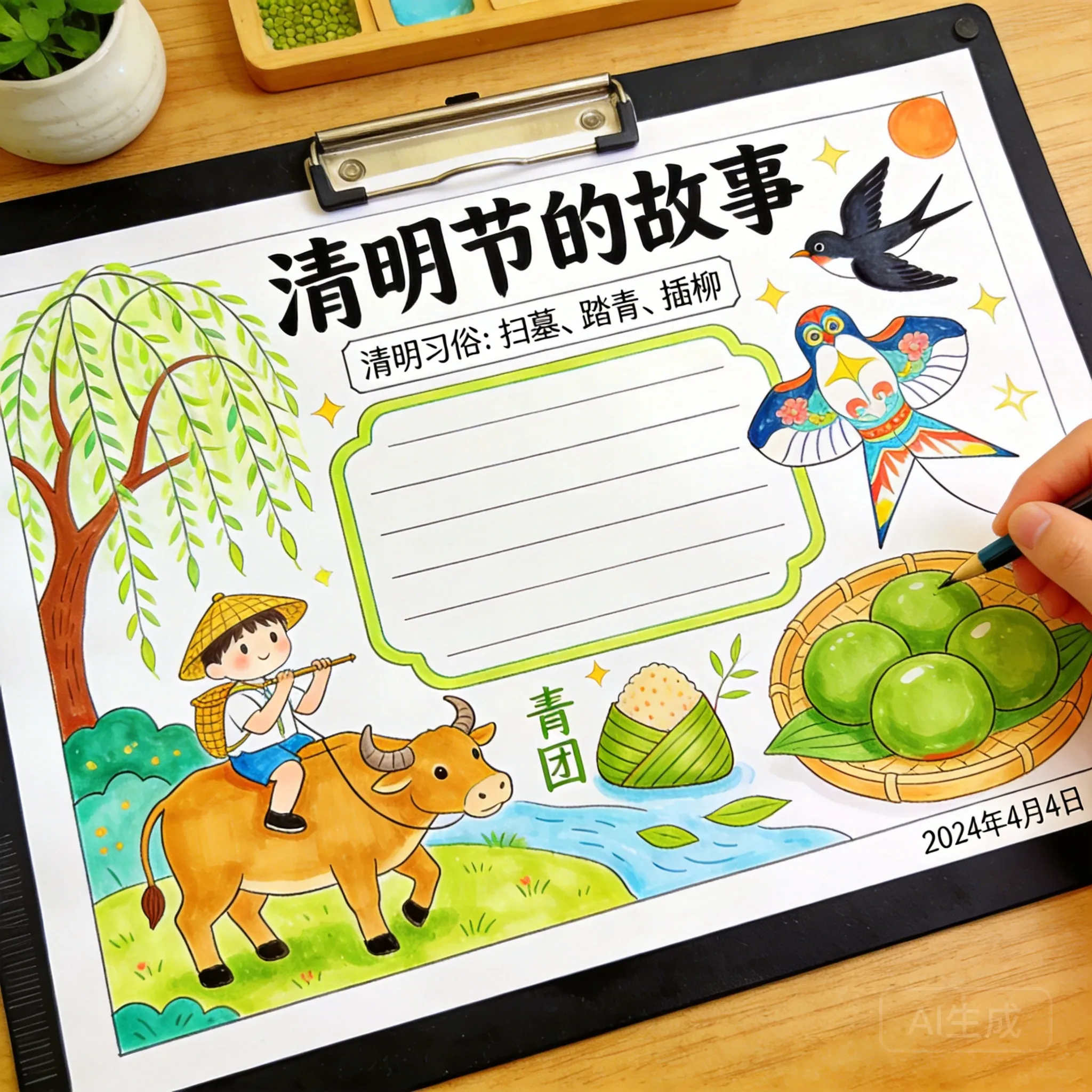 清明节效果图线稿