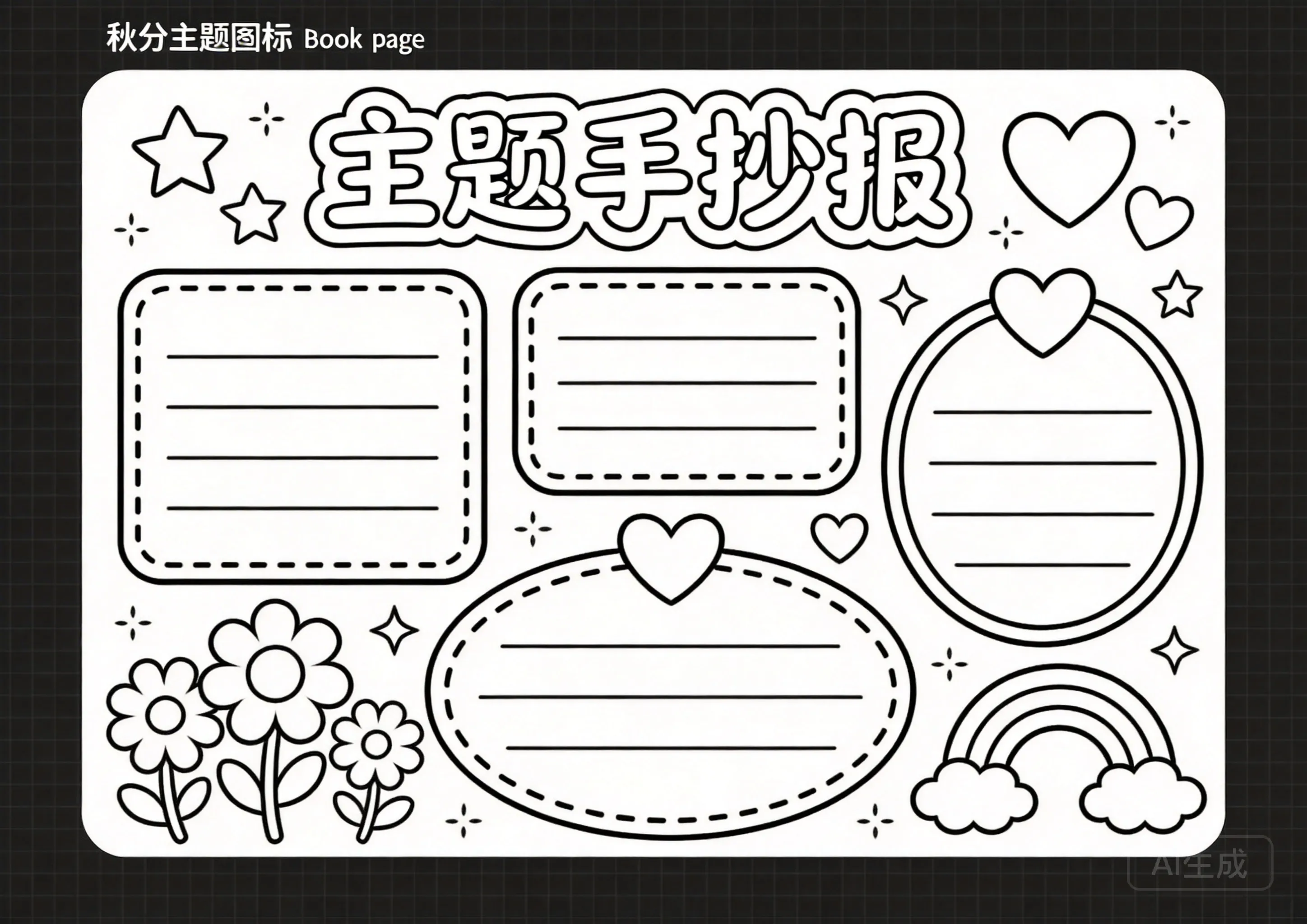 秋分卡通可爱线稿