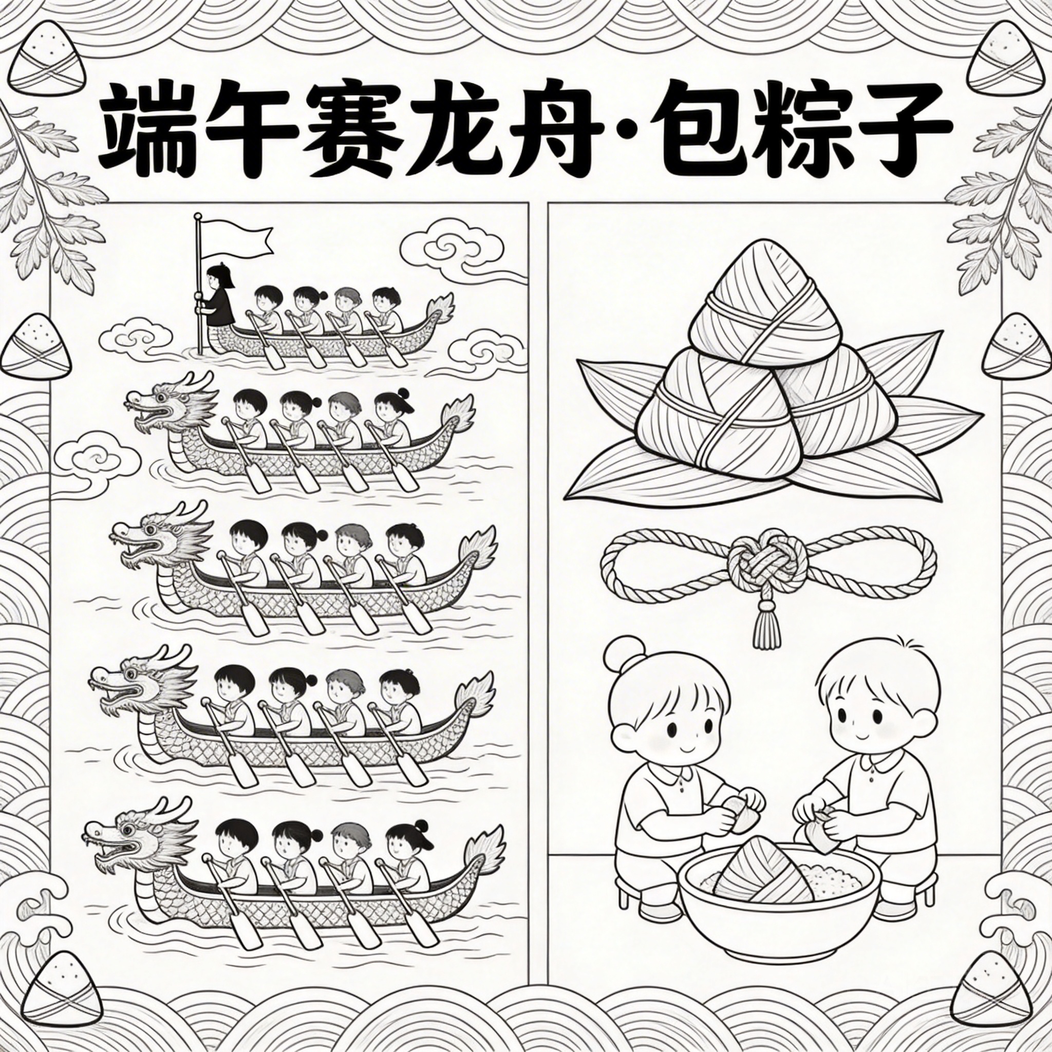 端午节节日庆祝风线稿