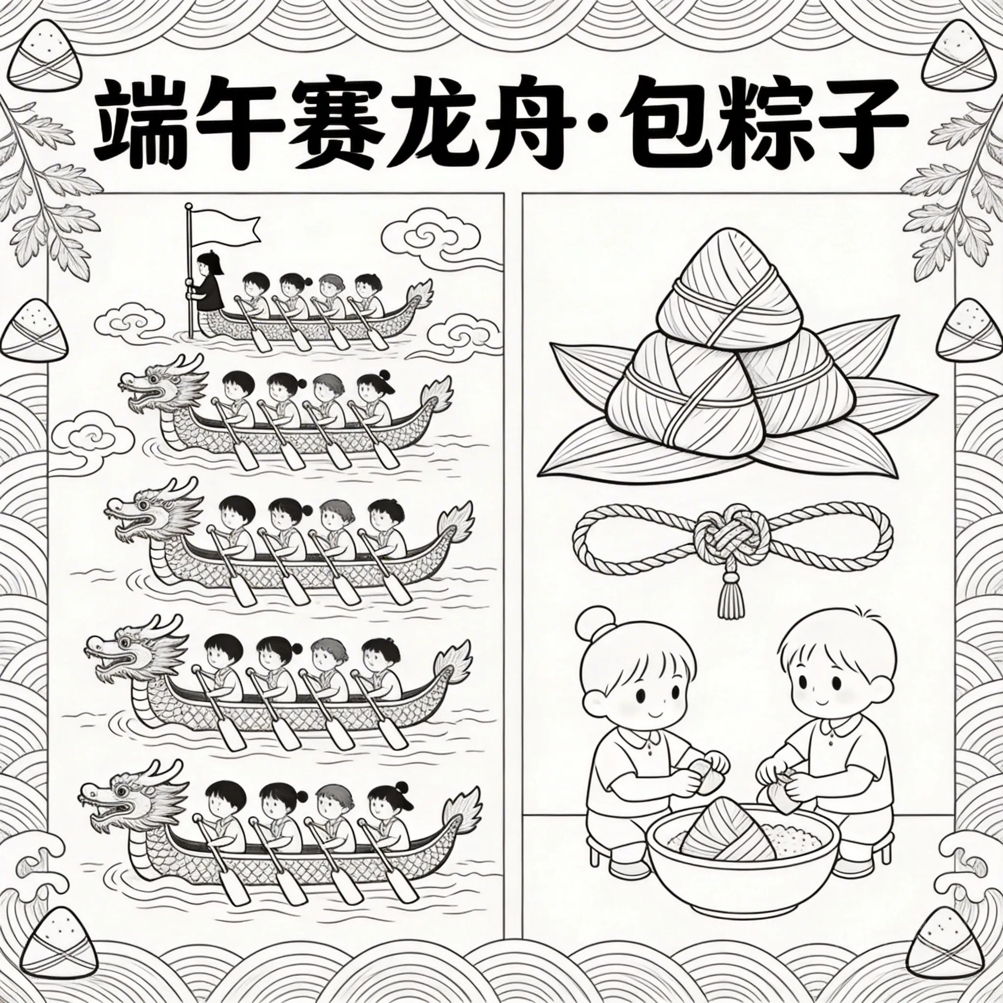 端午节节日庆祝线稿