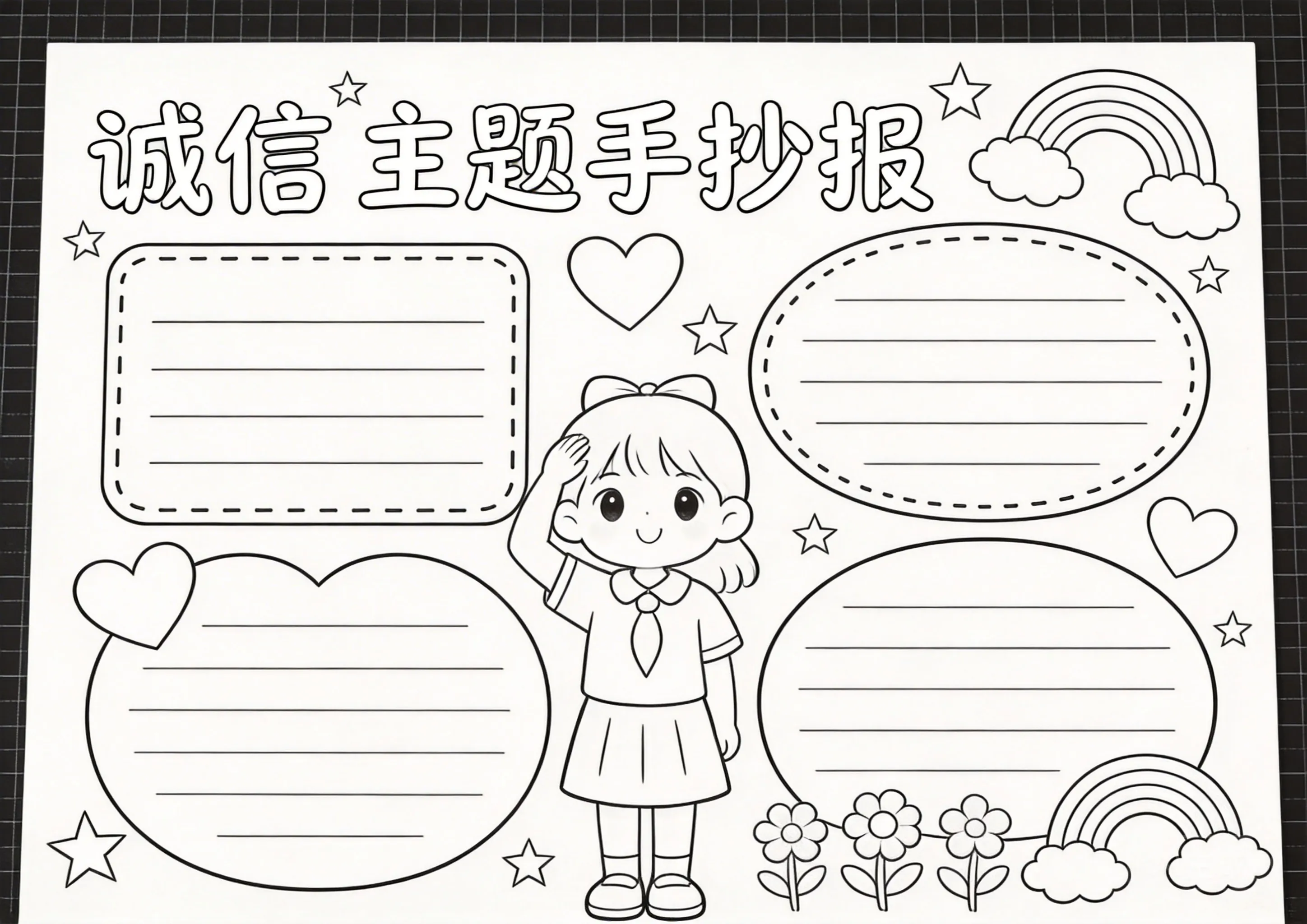 诚信卡通可爱线稿