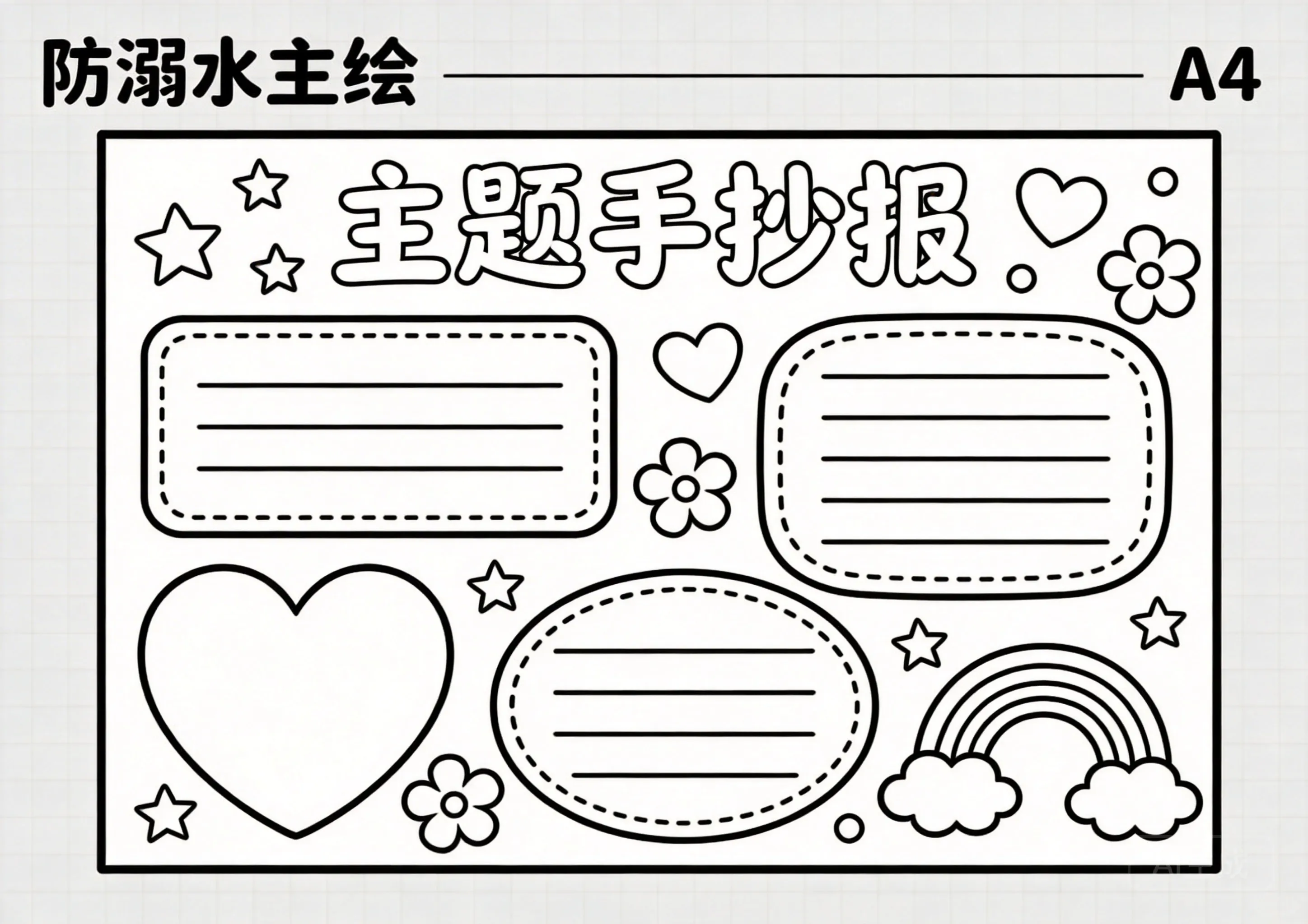 防溺水卡通可爱线稿